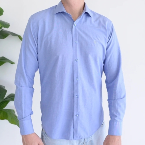 Cavallero Camiceria Slim Fit Button Down  Blue Shirt Size- 39/40 - Picture 2 of 13